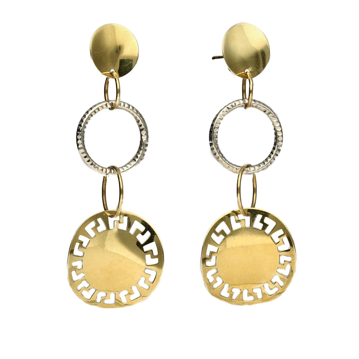 Złote kolczyki 585 wisząca droga grecka KL 875A.jpg